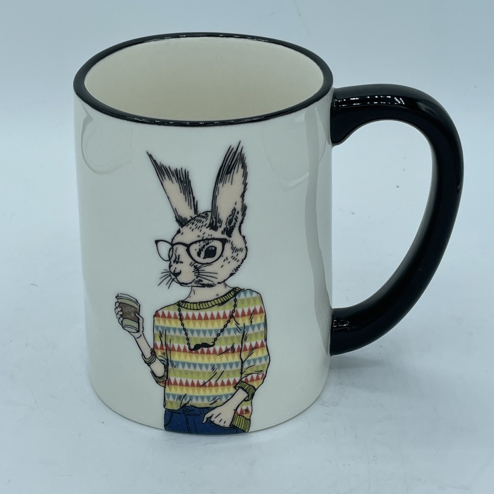 Signature Housewares Inc Stoneware Mug Hipster‎ Animal Rabbit NEW